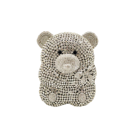 Silver Teddy Bear Clutch